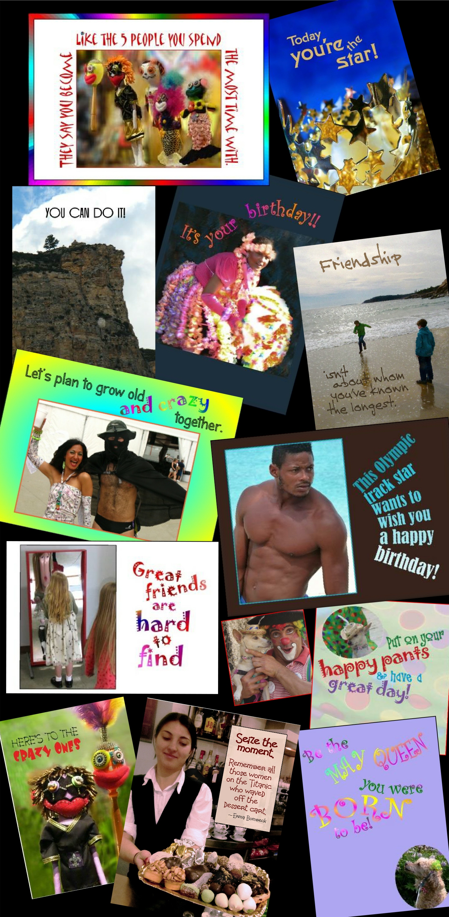 A sampling of the fronts of several greeting cards